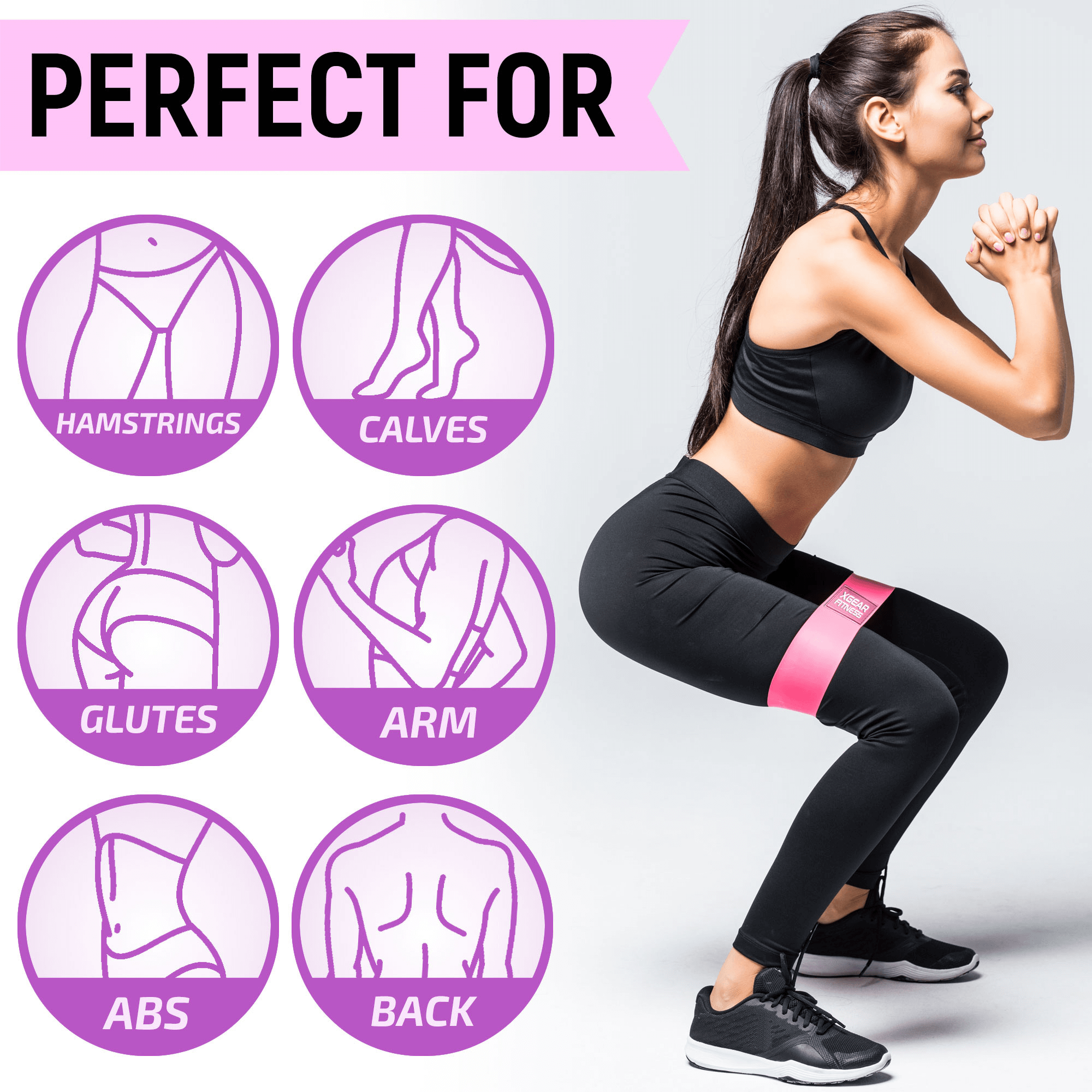 XGear Fitness Fabric Resistance Bands — Set of 3 for Glutes and Hips