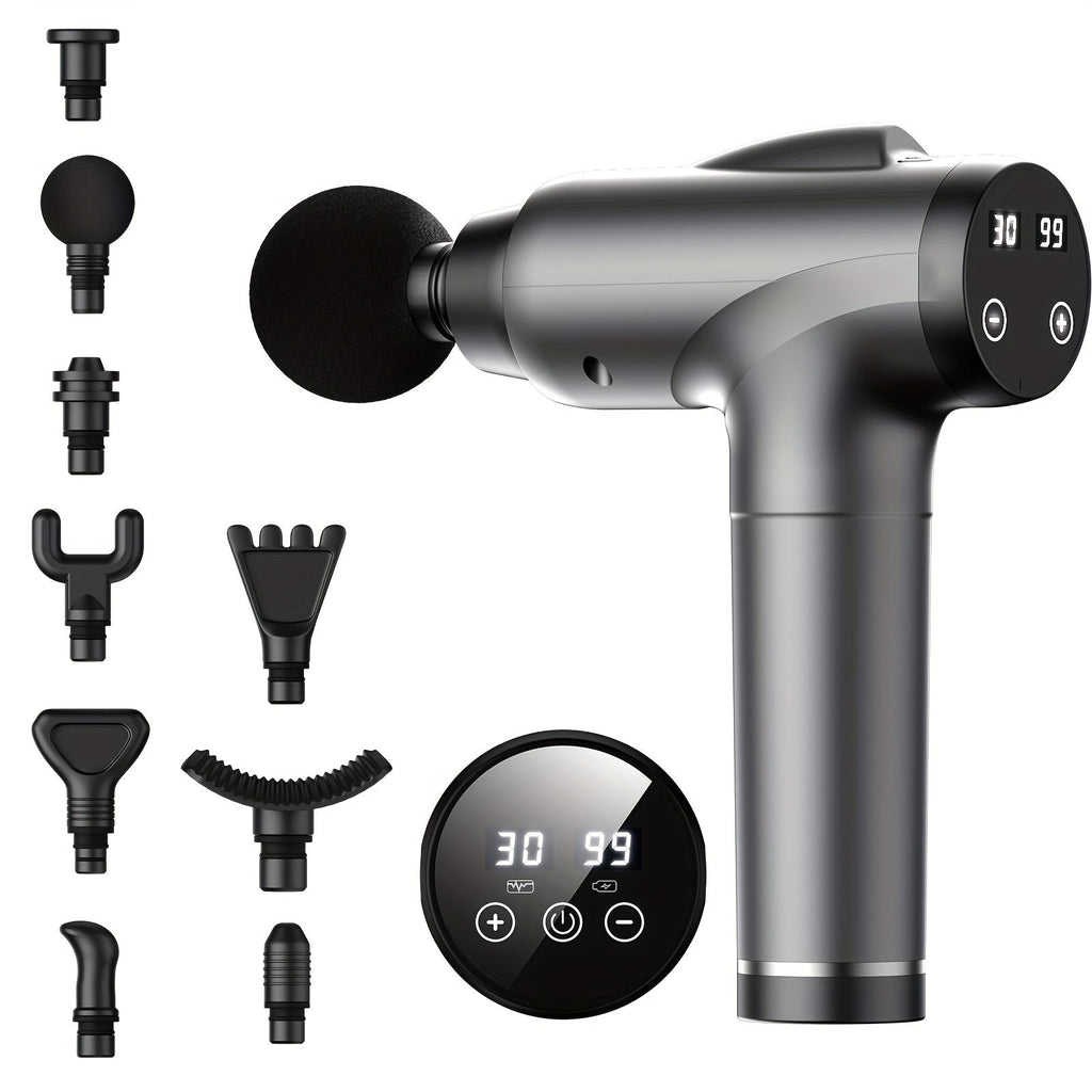 Deep Tissue Percussion Massage Gun — 30 Speeds, 9 Attachments