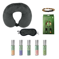 Sleep Serenity Set — Essential Oil Rollerballs, Lava Stone Bracelet & Travel Pillow